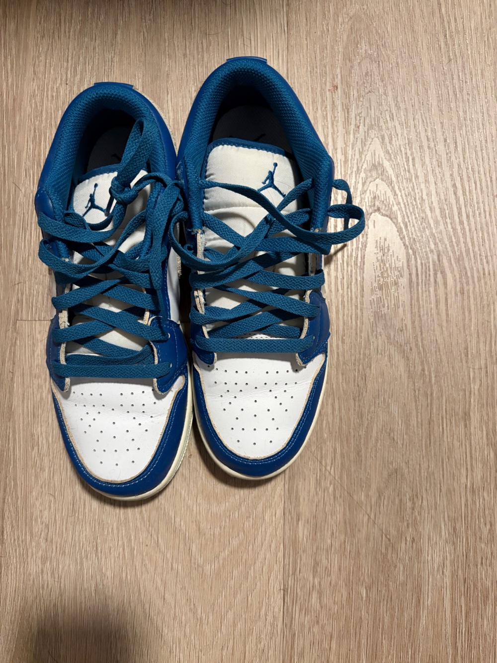 Jordan Low-Top Sneakers in Teal Blue and White